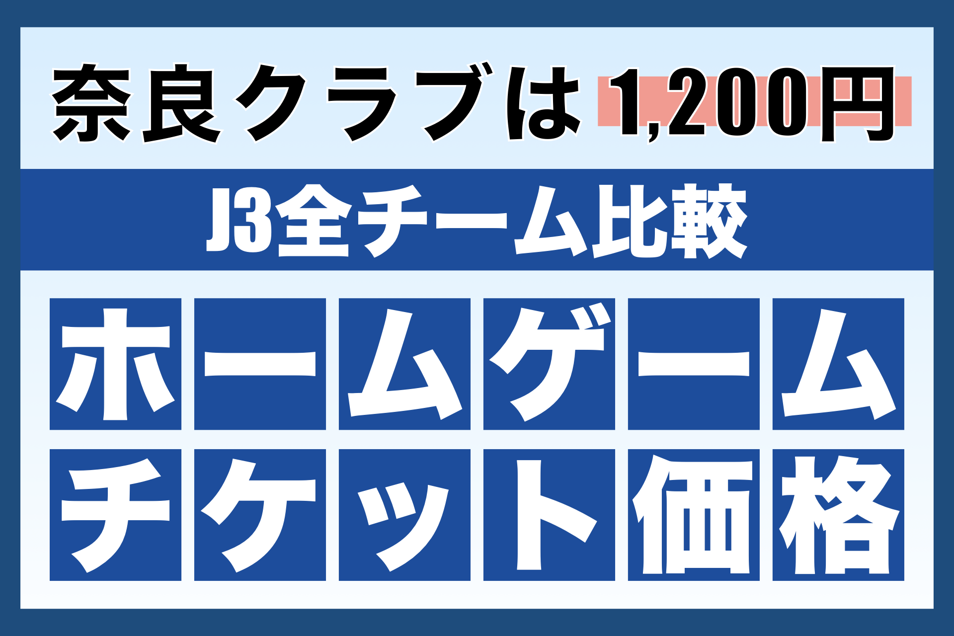 J3全チーム比較】奈良クラブのホームゲームのチケット価格「1,200円